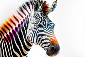 Portrait of a multicolor zebra - obrazy, fototapety, plakaty