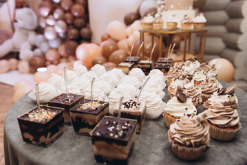 Candybar and chocolate cake with nuts