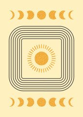 Retro cover with esoteric element in vintage abstract style