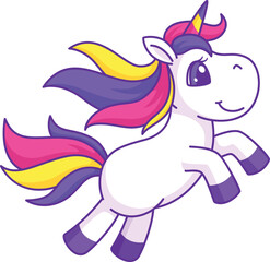 Jumping unicorn. Happy cheerful character. Cute magic horse
