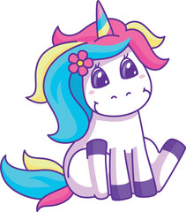 Cartoon unicorn. Cute fantasy animal. Dream creature