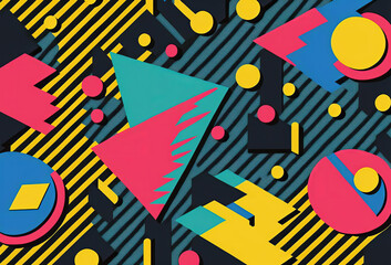 Retro 1980s or 90s trendy background pattern. Generative ai