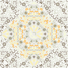 Decorative abstract shape mosaic seamless pattern ornament. Hand drawn circle shapes wallpaper.
