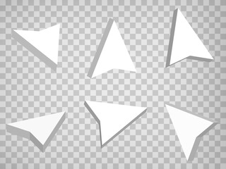 Set of perspective projections 3d Mouse cursor model icons on transparent background.  High detailed 3d Mouse cursor.  Abstract concept of graphic elements for your design. EPS 10