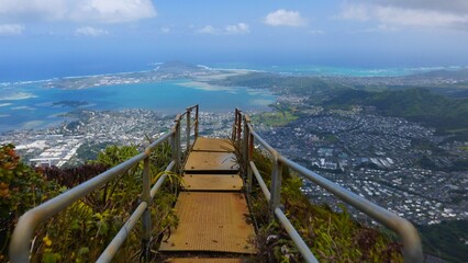Fototapeta na wymiar Stairway to Heaven in Oahu, Hawaii