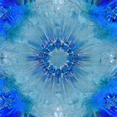 Abstract blue frozen ice glass snowflake