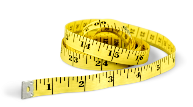 Yellow tape measure or centimeter rolled up
