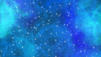 Sky background material neon nebula fairy tale. Dreamy night with magic lights stars and fantasy hand-drawn cosmic texture illustration 