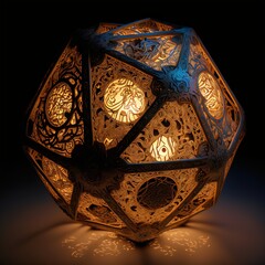 D20 icosahedron glowing lamp created with AI