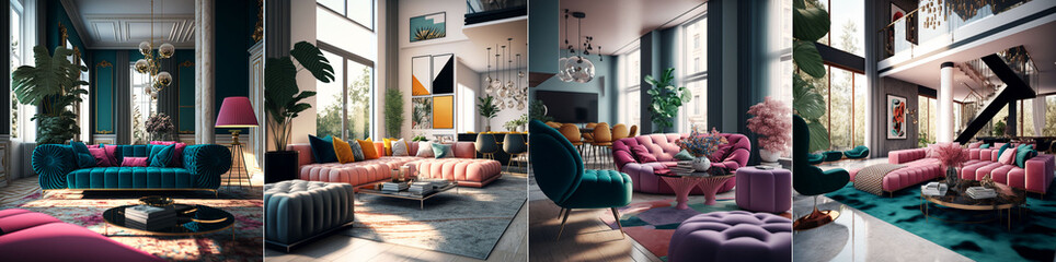 modern living room interiors. generative ai.