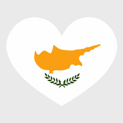 Vector illustration of the Cyprus flag with a heart shaped isolated on plain background. 