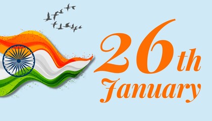 26th January republic day illustration design with Indian flag