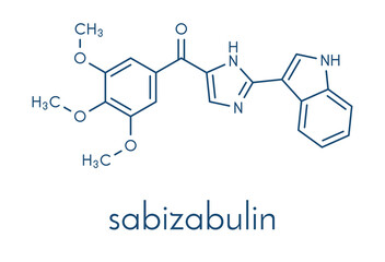 Sabizabulin drug molecule. Skeletal formula.