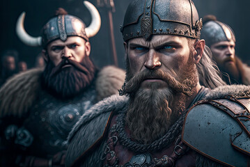 Obraz premium Viking warriors. Generative AI