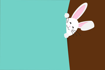 Obraz premium Colorful Happy Easter greeting card with rabbit, bunny, eggs with banners