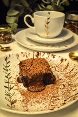 chocolate cake with coffee