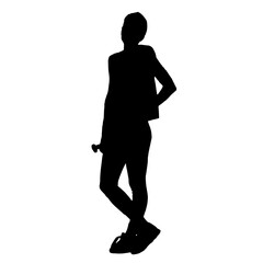 Vector silhouettes of women. Woman portrait shape. Black color on isolated white background. Graphic illustration. EPS10.