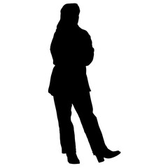 Vector silhouettes of women. Woman portrait shape. Black color on isolated white background. Graphic illustration. EPS10.