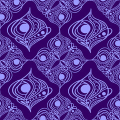 seamless tile pattern of abstract geometric white elements on purple background, texture, design