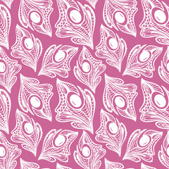 seamless pattern of purple abstract decorative elements on a white background, texture, design