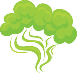 Green smoke cloud. Toxic smell. Cartoon scent