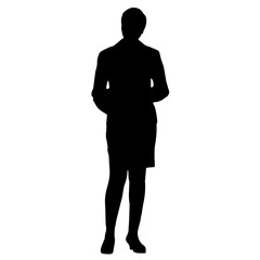Vector silhouettes of women. Woman portrait shape. Black color on isolated white background. Graphic illustration. EPS10.