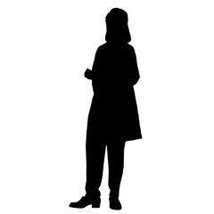 Vector silhouettes of women. Woman portrait shape. Black color on isolated white background. Graphic illustration. EPS10.