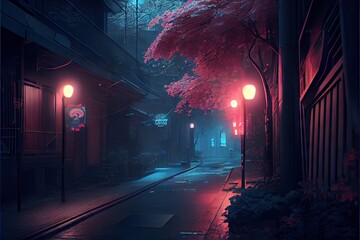 Fototapeta na wymiar Tokyo at night, Alley, lo-fi, retro vibes