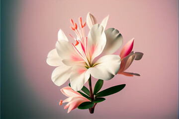 Single Azalea Flower on solid pink background