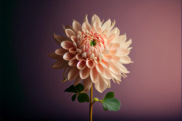 Single Pink Dahlia Flower on solid pink background - AI Generated