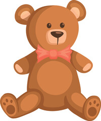 Soft bear toy. Cartoon stuffed animal icon