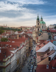 Aerial view of St. Nicholas Church and Mala Strana - Prague, Czech Republic
