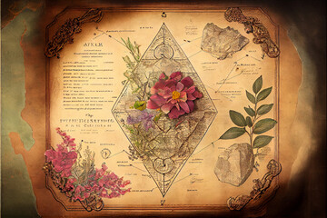 World Map with Flowers Blooming