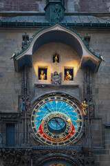 St Andrew and St Matthias Animated apostles figurines of Astronomical Clock at Old Town Hall - Prague, Czech Republic
