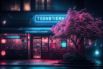 Tokyo diner at night, restaurant, lo-fi vibes