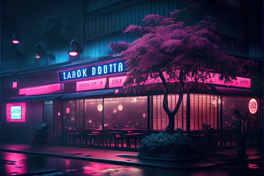 Tokyo diner at night, restaurant, lo-fi vibes