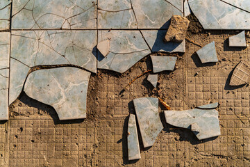 Texture of old broken floor tiles - 561096100