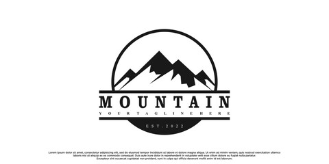 Mountains logo design with vintage unique concept Premium Vector