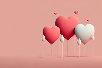 Minimalistic and Romantic Valentine's Day Background with Cute Illustrations of Hearts
