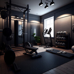 Fototapeta na wymiar Detailed Fitness Equipment for Working Out In a Vibrant Environment And Background