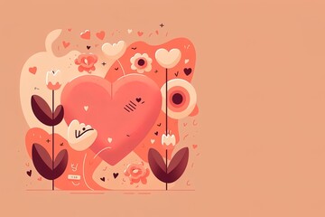 Minimalistic and Romantic Valentine's Day Background with Cute Illustrations of Hearts