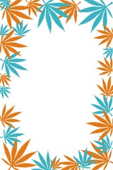 Green cannabis leafs frame with usable copy space in the middle