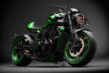 Ultimate custom Cafe Fighter, Cafe Racer Motorcycle. Created by Generative AI. Wallpaper 