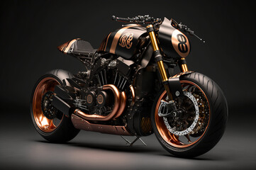 Ultimate custom Cafe Fighter, Cafe Racer Motorcycle. Created by Generative AI. Wallpaper 