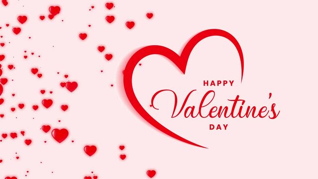 Happy Valentines Day Heart and Love shape flying around loop video animation.