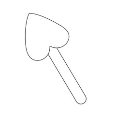 Short arrow with heart shaped tip, design element for Valentines Day, vector outline