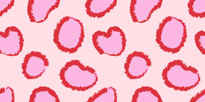 Pattern de animal print rosa con rojo para el d&iacute;a del amor y la amistad