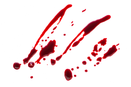 Blood drops isolated. Png with transparency