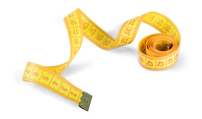 Yellow tape measure or centimeter rolled up