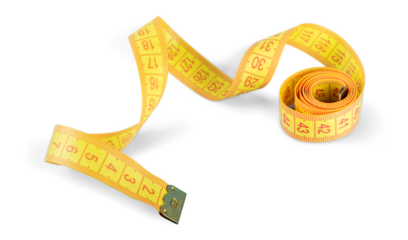 Yellow tape measure or centimeter rolled up